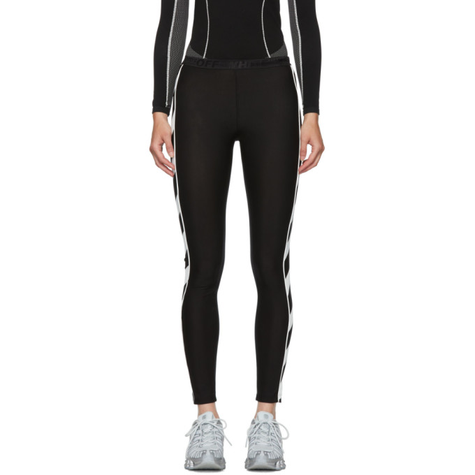 Click to view more detailed imagery on our partner's website Off-White Black Women's Diagonal Stripe Print Leggings In 1001 Black White