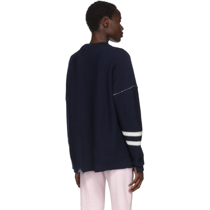OFF-WHITE OFF-WHITE SSENSE EXCLUSIVE NAVY WOOL LOGO SWEATER
