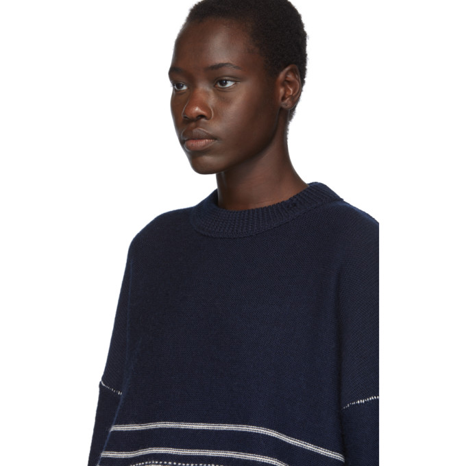 OFF-WHITE OFF-WHITE SSENSE EXCLUSIVE NAVY WOOL LOGO SWEATER