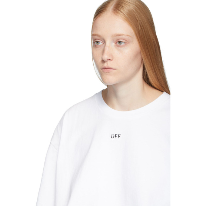 Off-White c/o Virgil Abloh Ssense Exclusive White Incomplete Spray Paint  T-shirt for Men