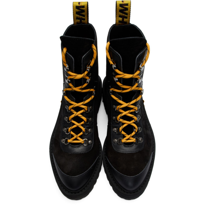 OFF-WHITE OFF-WHITE BLACK AND YELLOW HIKING BOOTS