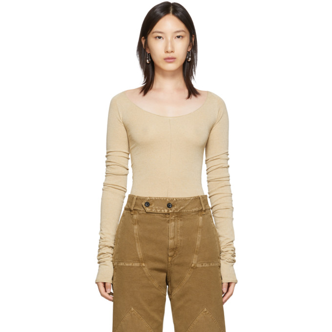 Click to view more detailed imagery on our partner's website Lemaire Second Skin Scoop-Neck Crepe-Knit Sweater In 245 Ginger