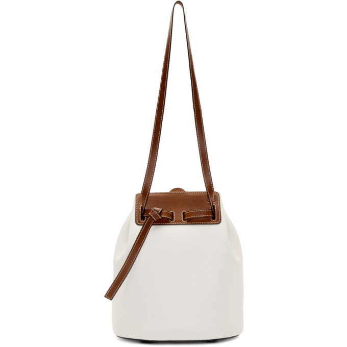 LOEWE LOEWE WHITE AND BROWN LAZO BUCKET BAG
