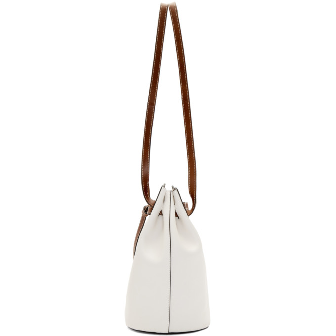 LOEWE LOEWE WHITE AND BROWN LAZO BUCKET BAG