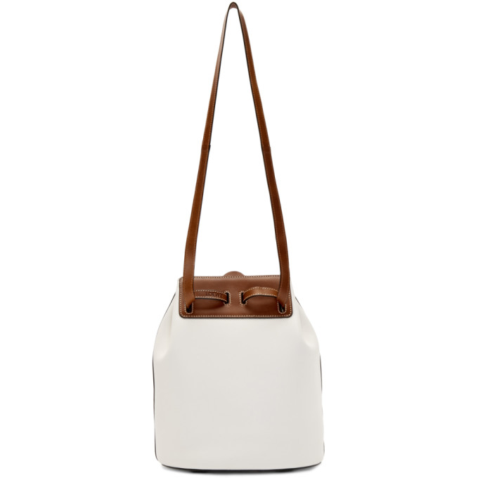 LOEWE LOEWE WHITE AND BROWN LAZO BUCKET BAG