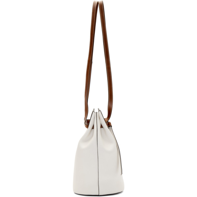 LOEWE LOEWE WHITE AND BROWN LAZO BUCKET BAG