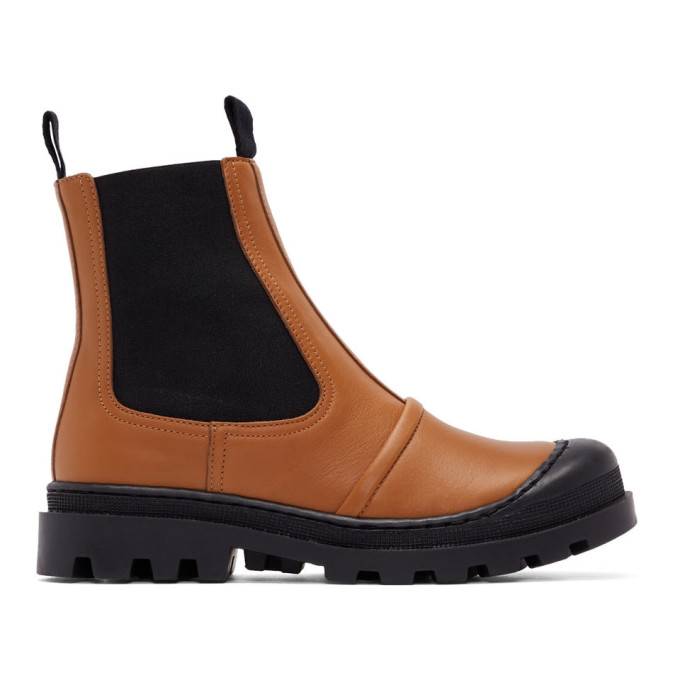 Click to view more detailed imagery on our partner's website Loewe Rubber-trimmed Leather Chelsea Boots In 2530 Tan
