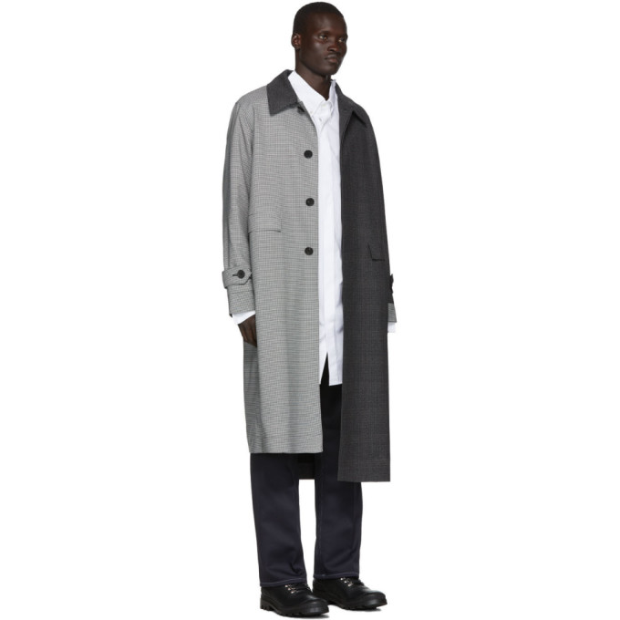 LOEWE LOEWE GREY CHECK ASYMMETRIC COAT