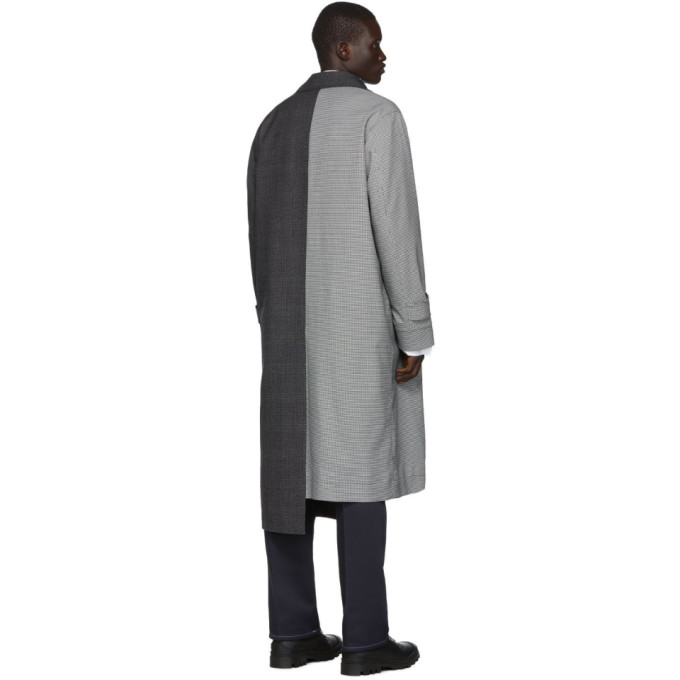 LOEWE LOEWE GREY CHECK ASYMMETRIC COAT