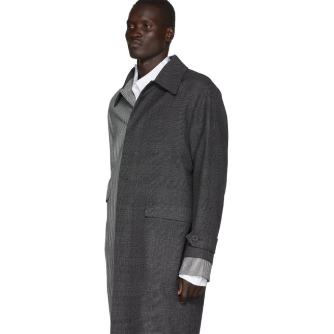 LOEWE LOEWE GREY CHECK ASYMMETRIC COAT