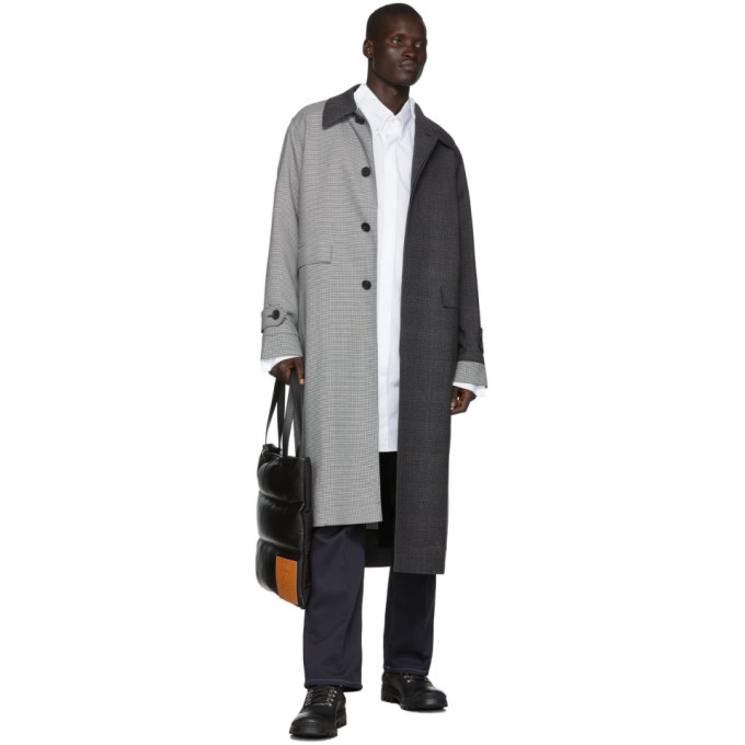 LOEWE LOEWE GREY CHECK ASYMMETRIC COAT