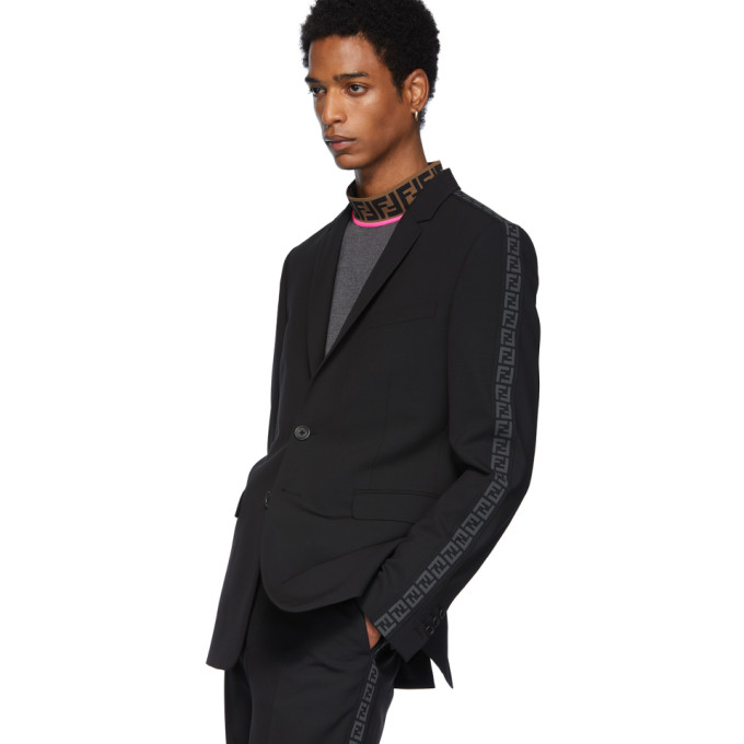 FENDI FENDI BLACK FF TAPE BLAZER