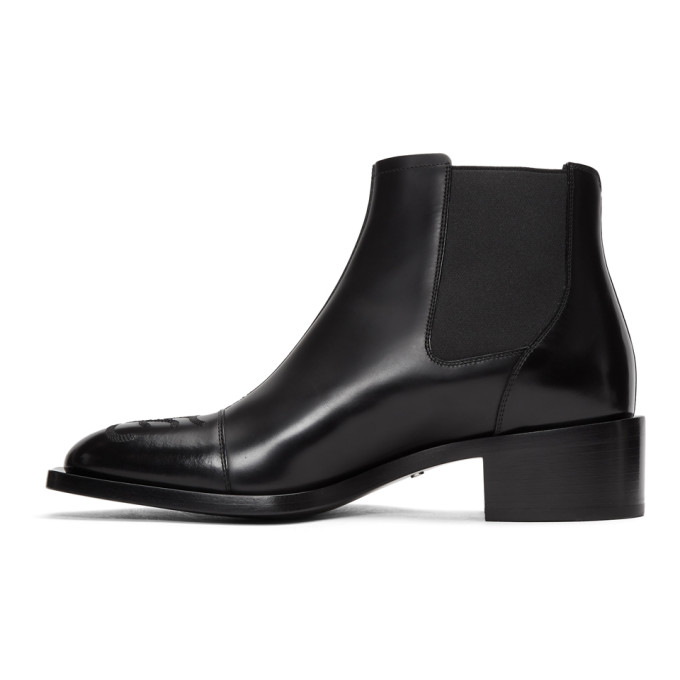 FENDI FENDI BLACK KARLIGRAPHY CHELSEA BOOTS