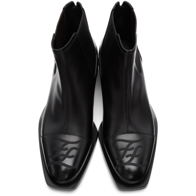 FENDI FENDI BLACK KARLIGRAPHY CHELSEA BOOTS