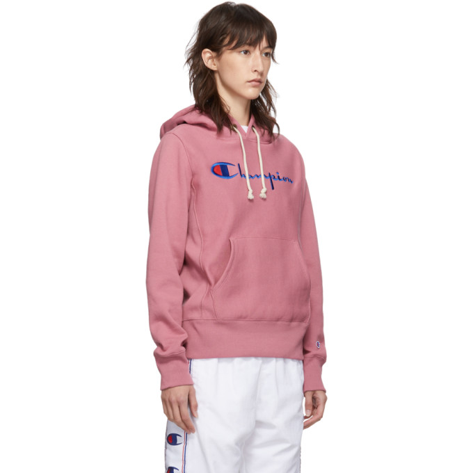 champion script logo rose hoodie