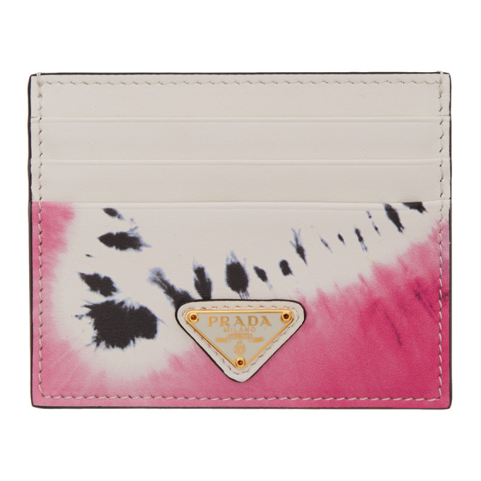 PRADA PRADA SSENSE EXCLUSIVE WHITE TIE-DYE CARD HOLDER