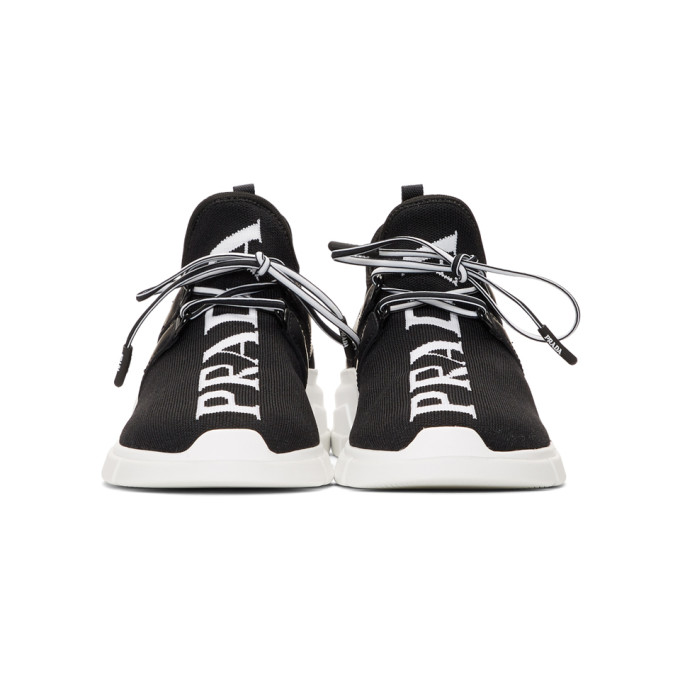 PRADA BLACK KNIT LOGO SNEAKERS