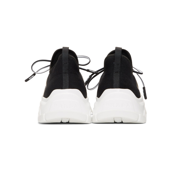 PRADA BLACK KNIT LOGO SNEAKERS