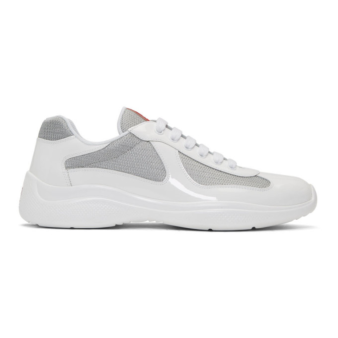 PRADA White & Silver Bike Sneakers