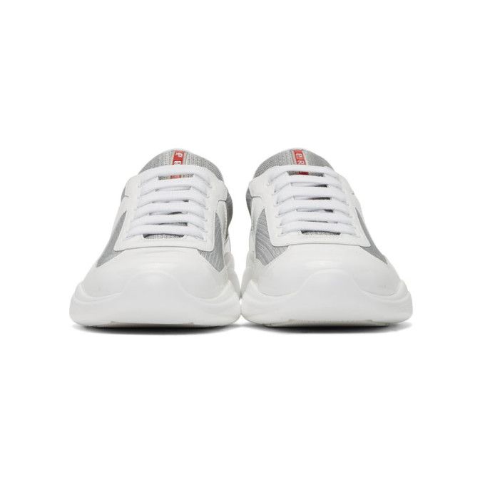 PRADA White & Silver Bike Sneakers