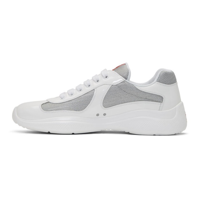 PRADA White & Silver Bike Sneakers