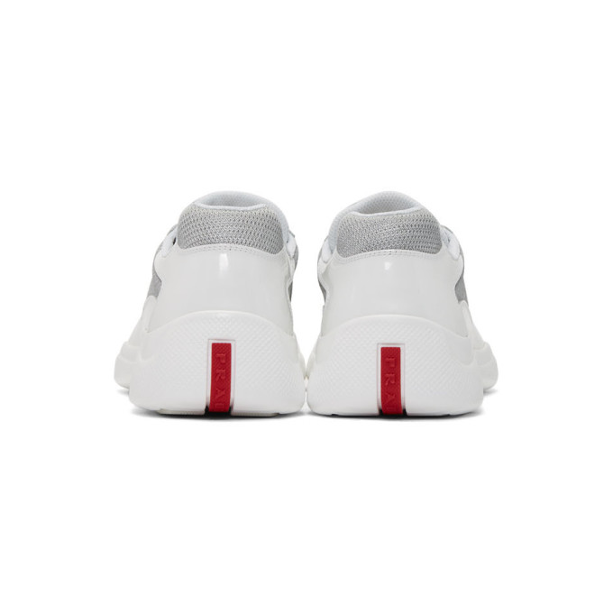PRADA White & Silver Bike Sneakers