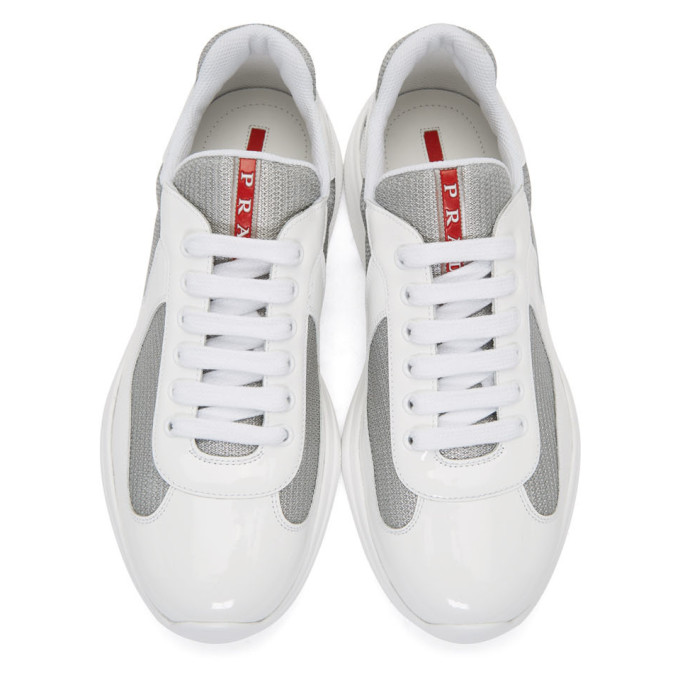 PRADA White & Silver Bike Sneakers
