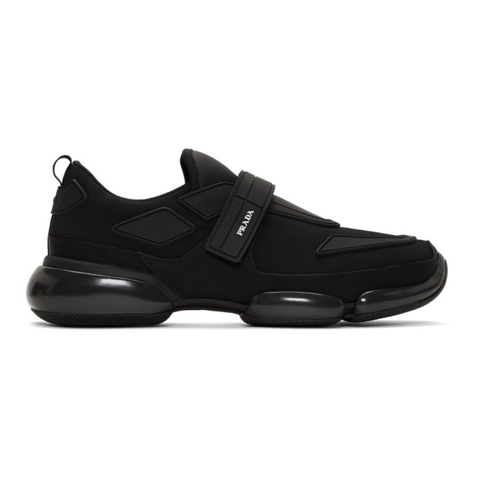 Click to view more detailed imagery on our partner's website Prada 'cloudbust' Textile Hook-and-loop Strap Panelled Neoprene Sneakers In F0002 Nero