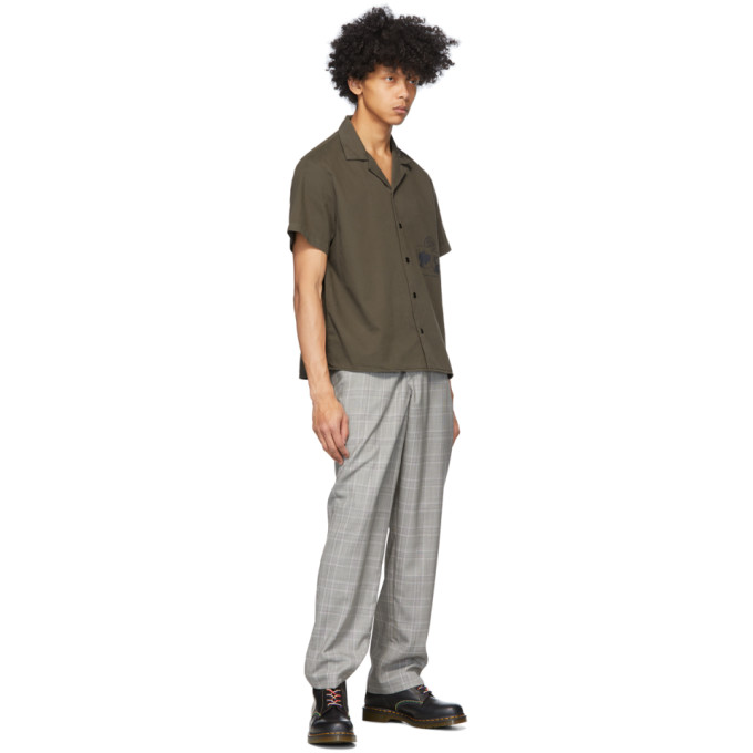 R13 R13 GREY PLAID CROSSOVER TROUSERS