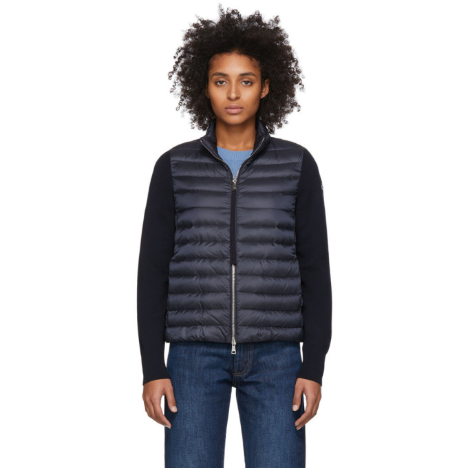 Click to view more detailed imagery on our partner's website Moncler Women's Down Knit & Puffer Combo Jacket In Blue