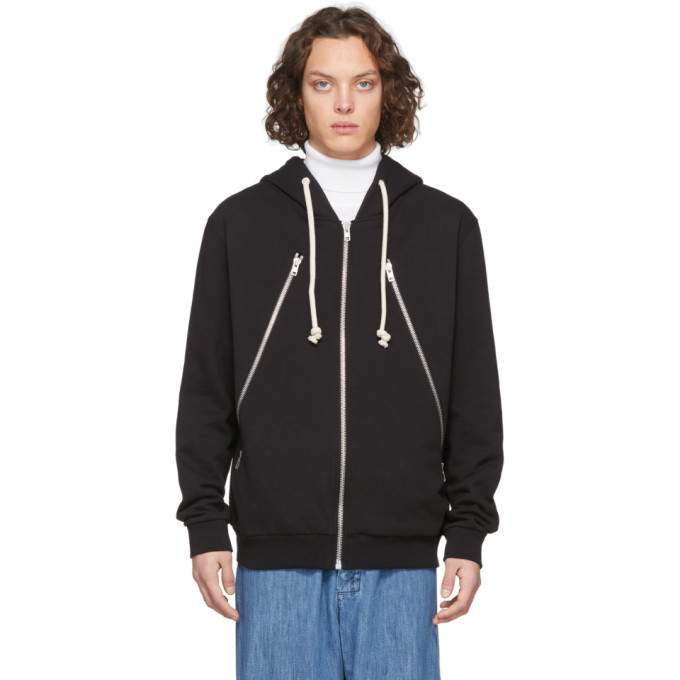 MAISON MARGIELA MAISON MARGIELA BLACK ORGANIC ZIP HOODIE