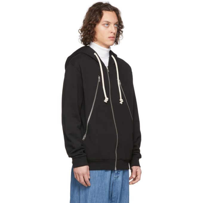 MAISON MARGIELA MAISON MARGIELA BLACK ORGANIC ZIP HOODIE