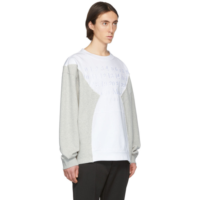 MAISON MARGIELA MAISON MARGIELA WHITE AND GREY EMBROIDERED LOGO SWEATSHIRT