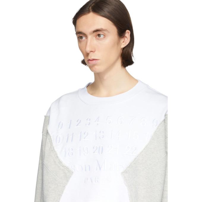 MAISON MARGIELA MAISON MARGIELA WHITE AND GREY EMBROIDERED LOGO SWEATSHIRT
