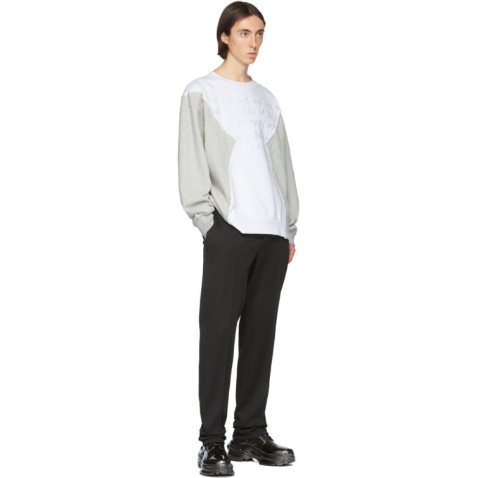 MAISON MARGIELA MAISON MARGIELA WHITE AND GREY EMBROIDERED LOGO SWEATSHIRT