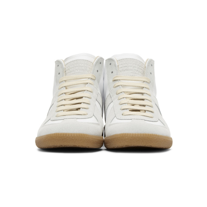 MAISON MARGIELA MAISON MARGIELA WHITE AND GREY REPLICA HIGH-TOP SNEAKERS