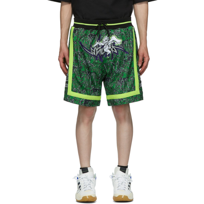 SANKUANZ SANKUANZ REVERSIBLE BLACK AND GREEN ADIDAS ORIGINALS EDITION BASKETBALL SHORTS
