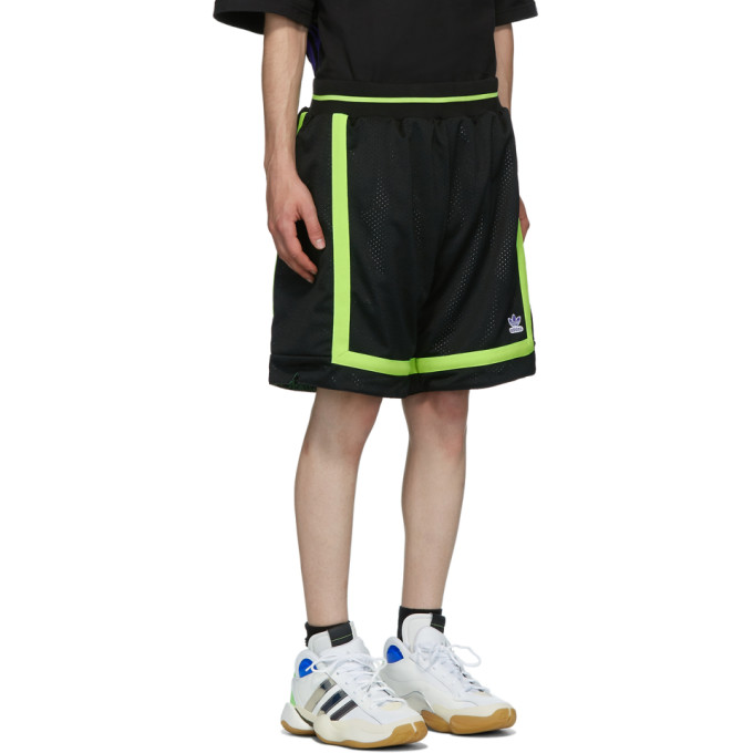 SANKUANZ SANKUANZ REVERSIBLE BLACK AND GREEN ADIDAS ORIGINALS EDITION BASKETBALL SHORTS