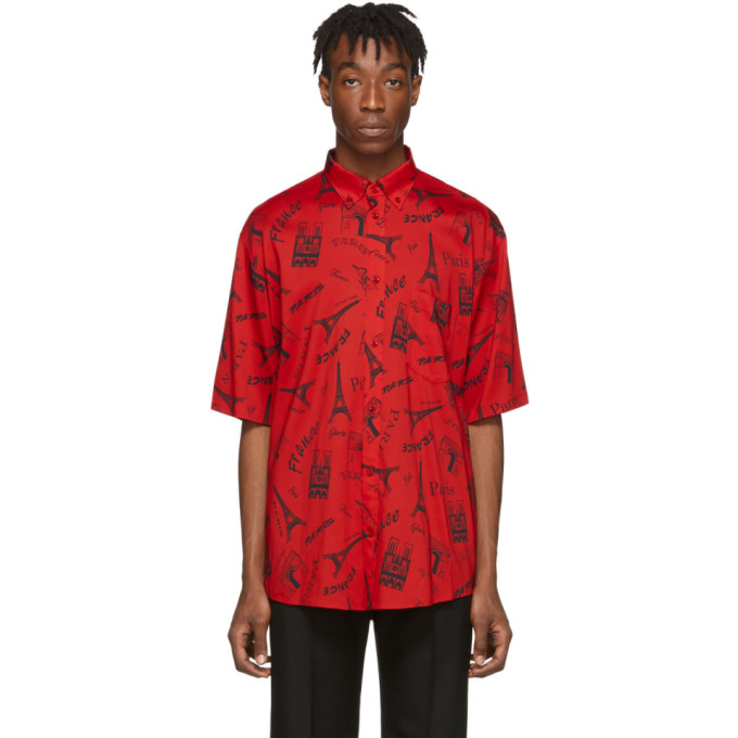 BALENCIAGA BALENCIAGA RED CREPE TOURIST SHIRT