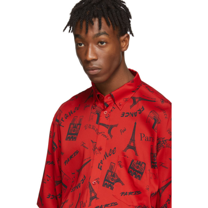 BALENCIAGA BALENCIAGA RED CREPE TOURIST SHIRT