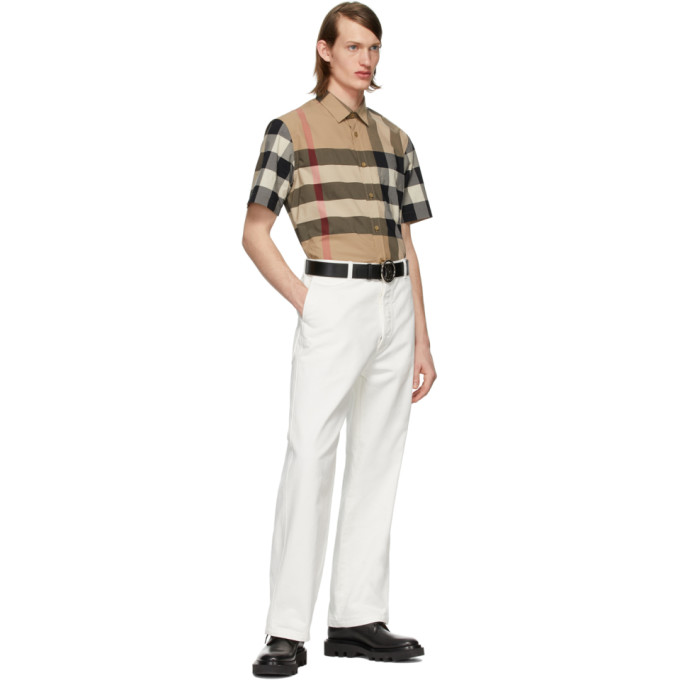 BURBERRY Beige Check Slim Short Sleeve Shirt