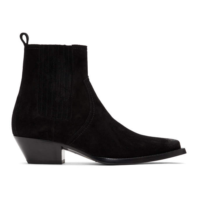 saint laurent black suede boots