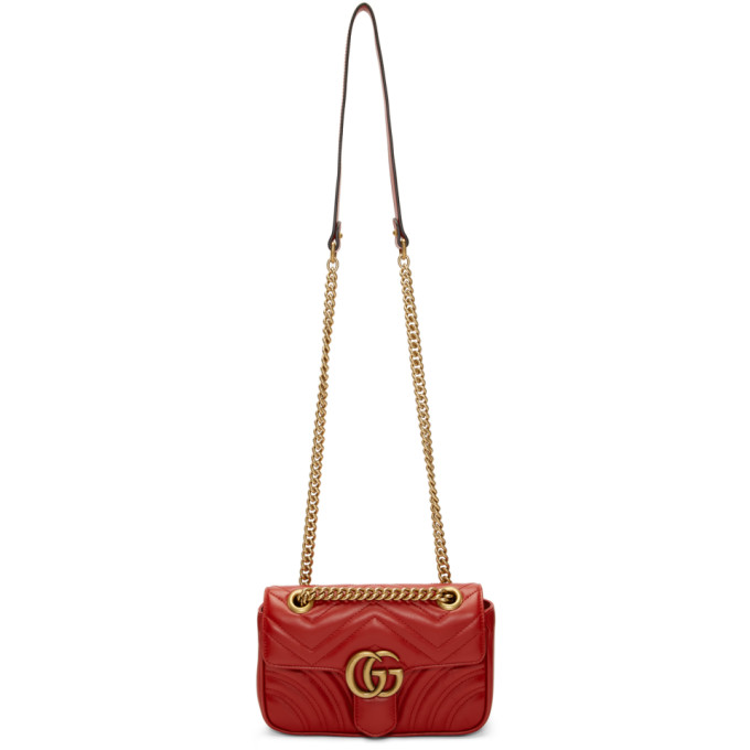 Click to view more detailed imagery on our partner's website Gucci Mini Gg Marmont 2.0 Leather Shoulder Bag In 6433 Red