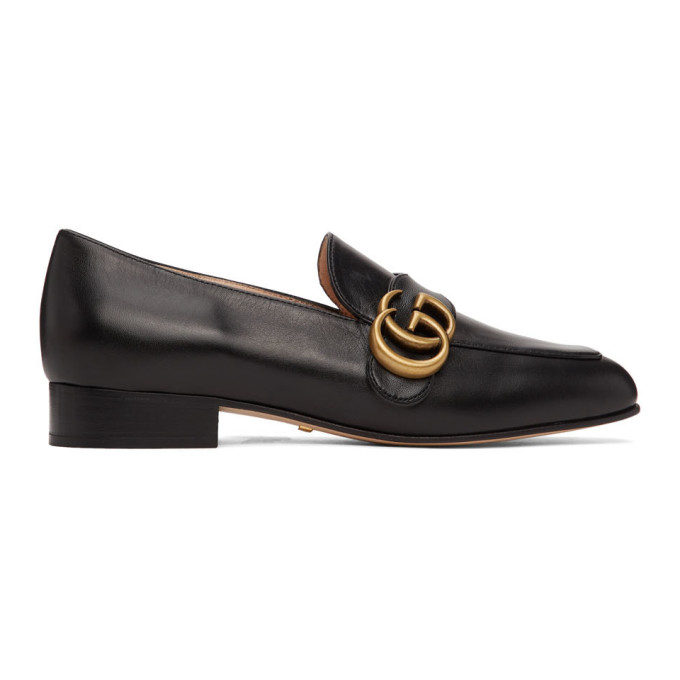 Click to view more detailed imagery on our partner's website Gucci Women's Double G Leather Loafers In 1000 Black