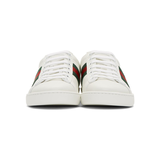 GUCCI GUCCI WHITE AND GREEN CROC ACE SNEAKERS
