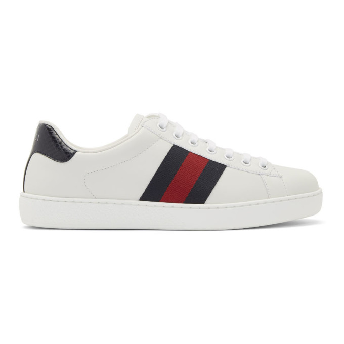 Click to view more detailed imagery on our partner's website Gucci New Ace Clean Web Stripe Sneaker In 9072 Bianbl