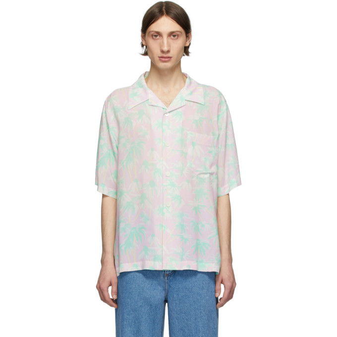 LOEWE LOEWE PINK AND GREEN DAISY BOWLING SHIRT