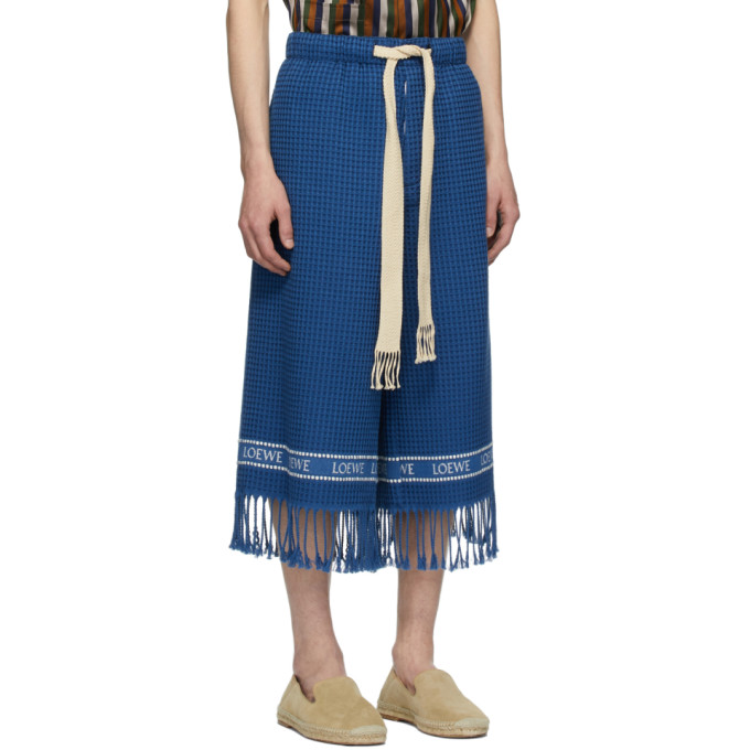 LOEWE LOEWE NAVY JACQUARD TRIM SHORTS