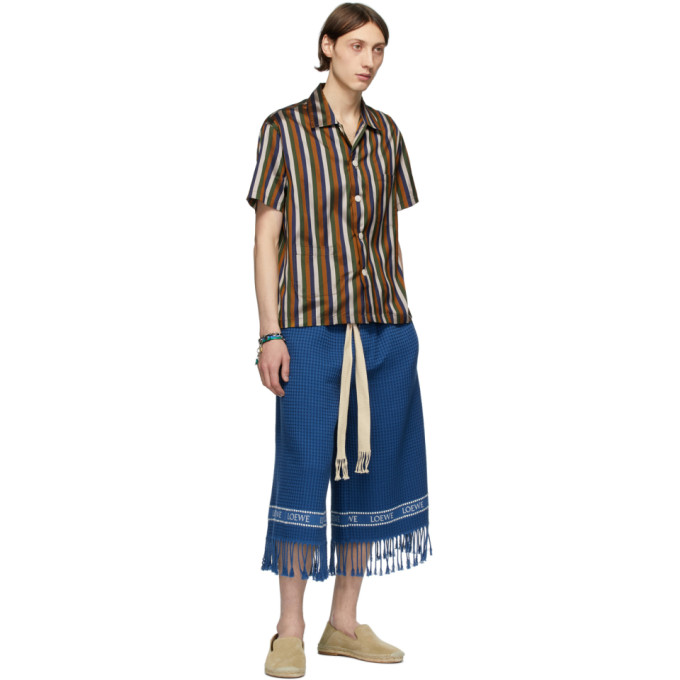 LOEWE LOEWE NAVY JACQUARD TRIM SHORTS