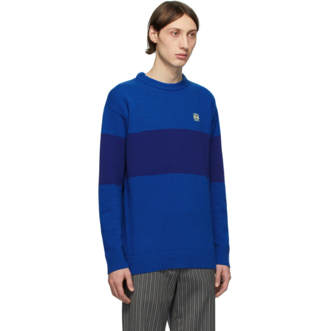 LOEWE LOEWE BLUE STRIPED ANAGRAM SWEATER
